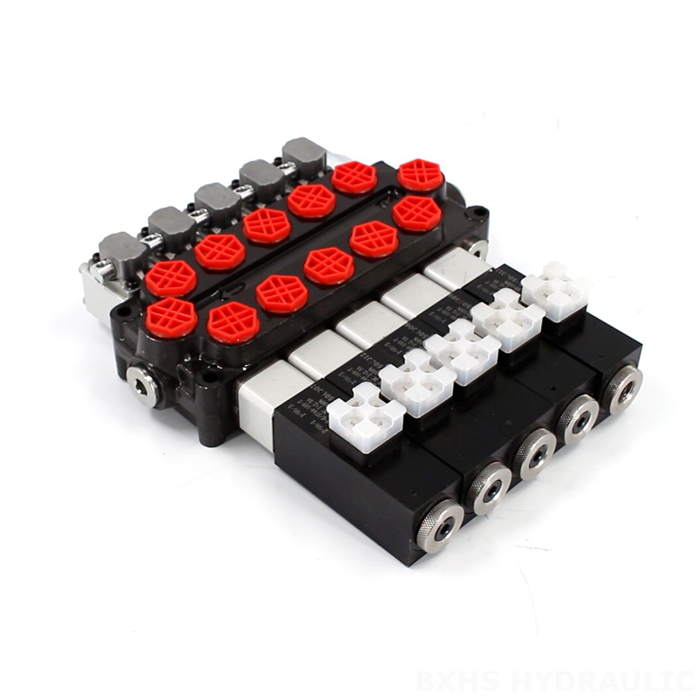 Q45 Solenoid And Manual 5 Spool Monoblock Directional Valve image